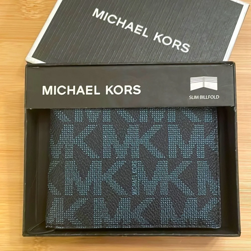 Brand New Michael Kors Admiral Blue Jet Set Slim Billfold Men’s Wallet
